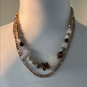 Universal Thread Gold and White Layered Necklace